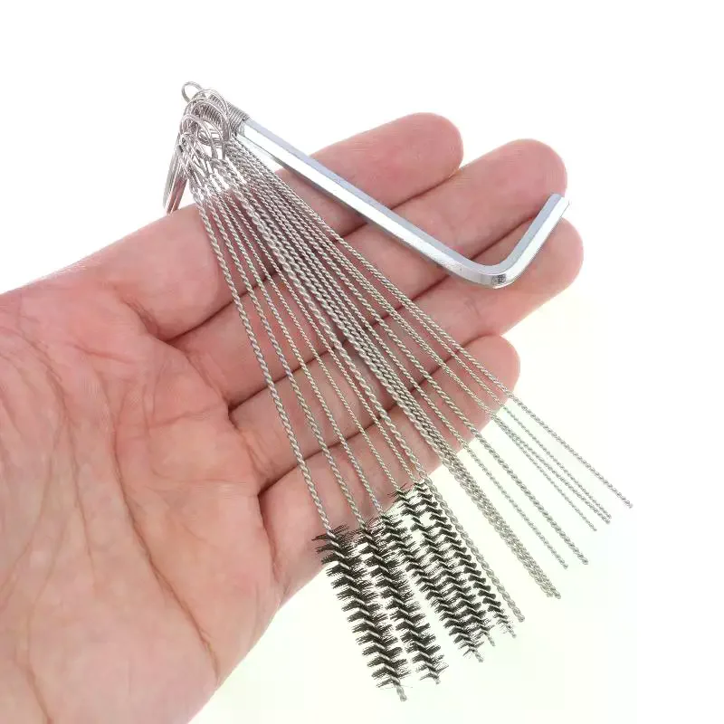 15pcs With Wrench Carburetor Carbon Dirt Jet Remove Cleaning Needles Brushes For Automobile Motorcycle ATV Welder Carb Chainsaw