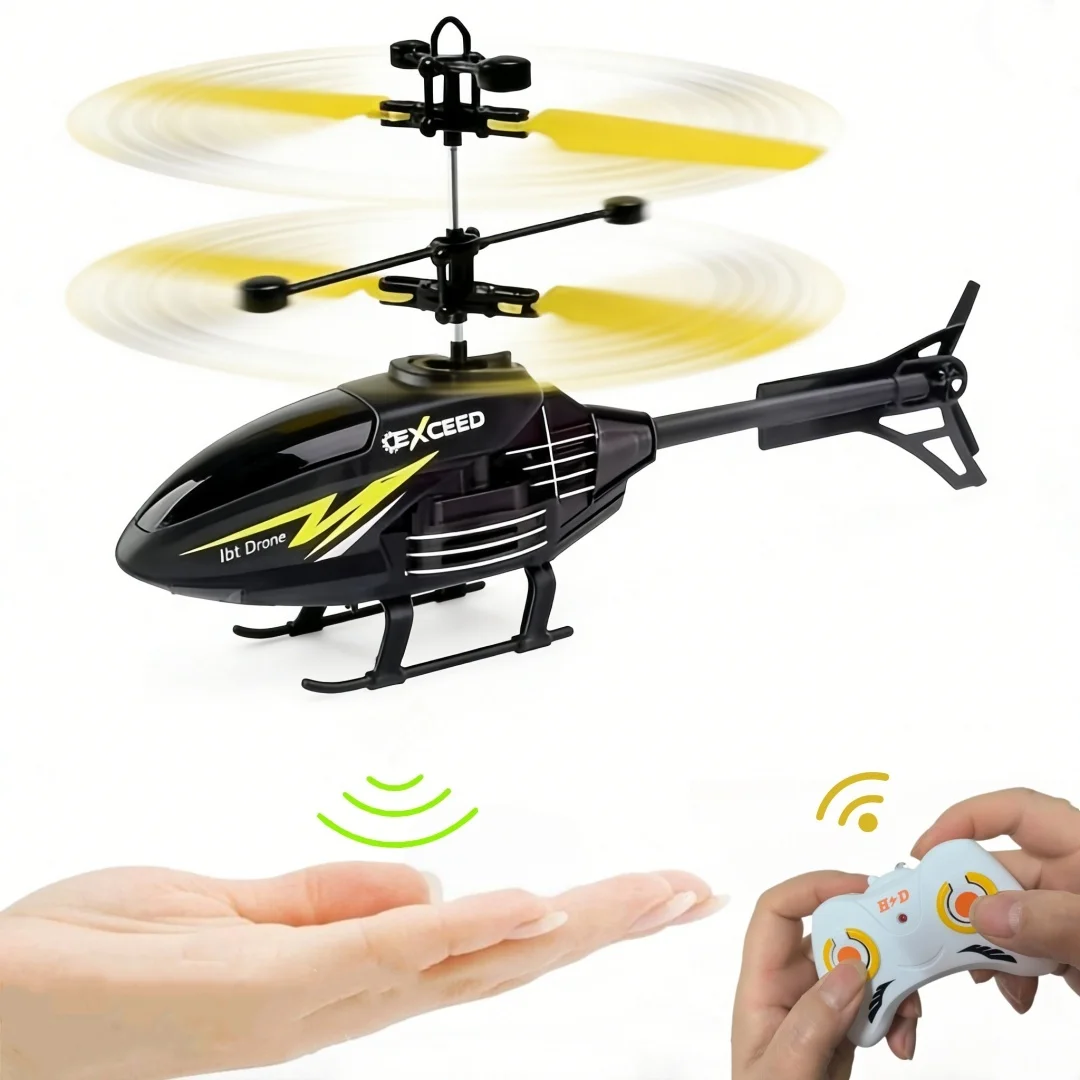 2-in-1 Induction RC Helicopter Toy, Hand Gesture & Remote Control, Anti-Crash Rechargeable Mini Drone Helicopter for Teens