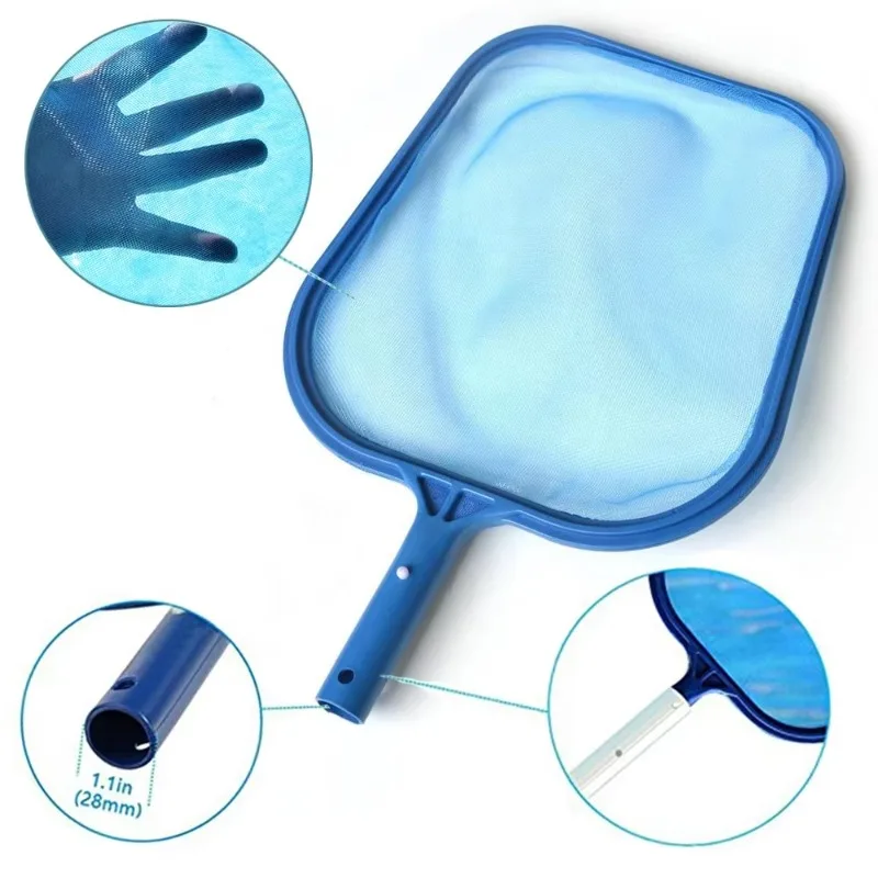Basic Pool Maintenance Accessories Leaf Rake and Plastic Degreasing Mesh with Mesh Framed Pool Cleaning Tool