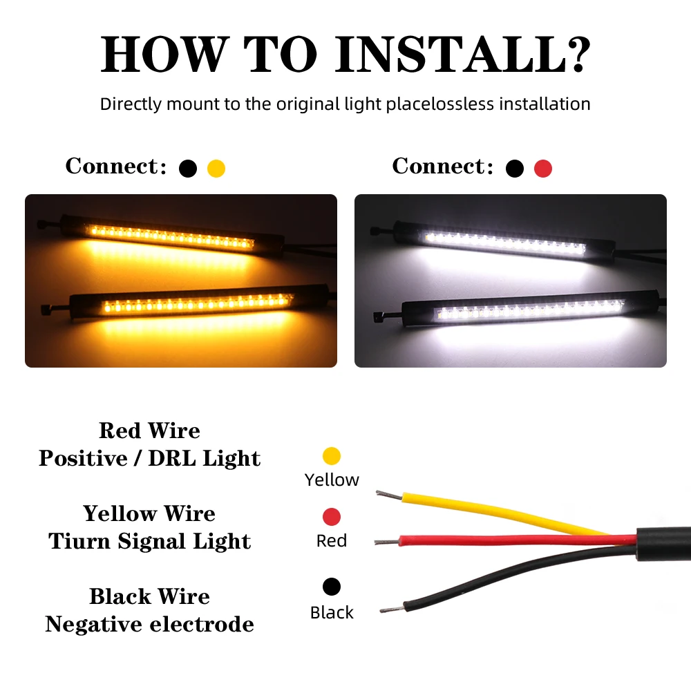 دراجة نارية مرنة الفرامل الذيل ضوء بار ، وقف شريط مصباح إشارة التوجيه مؤشر ، الملحقات العالمية ، 48 ليد #6