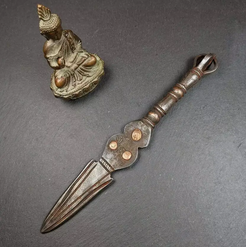 

Винтажный Тибетский ритуальный инструмент Gandhanra, алтальный инструмент Dorje Phurba Kila Dagger