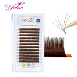 Yelix-extensiones de pestañas de visón sintético, accesorio de seda suave y fácil de florecer, color marrón oscuro, Natural