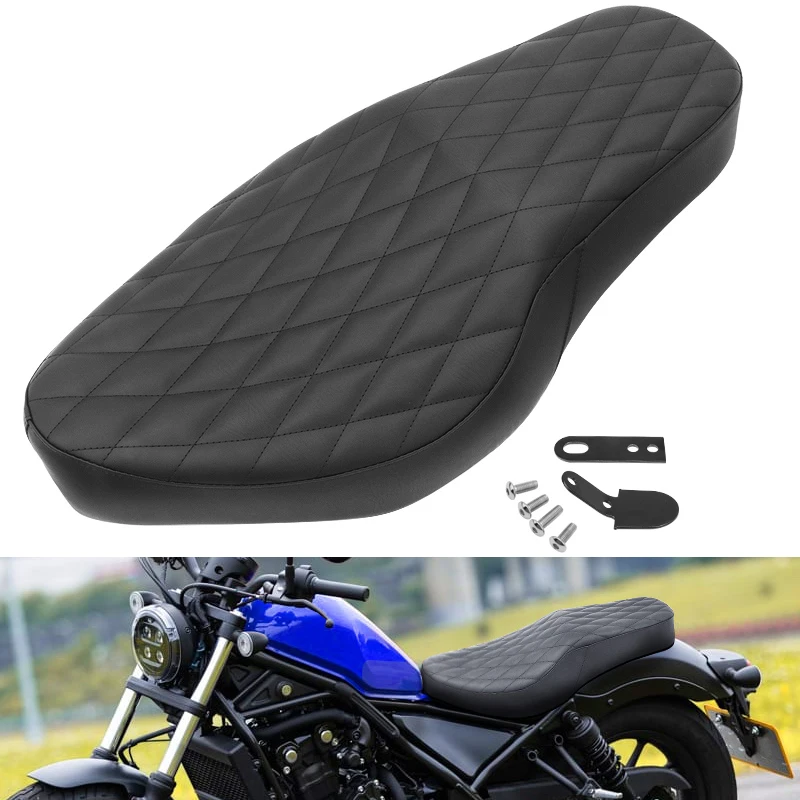 

For Honda Rebel CMX 500 300 CMX300 CMX500 2017-2025 Black Motorcycle PU Leather Front Driver Rear Passenger Two Up Seat Cushions