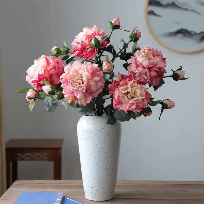 European Style Focal Edge Peony Flowers, Living Room Simulation Flower, High-End Decoration, New