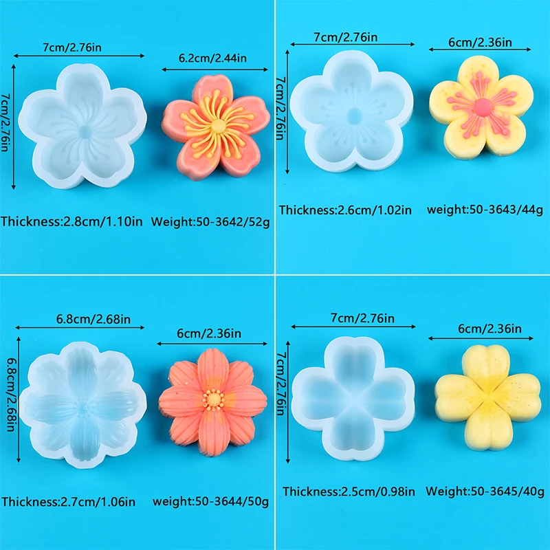 زهر الكرز زهرة قالب من السيليكون لتقوم بها بنفسك أربع أوراق البرسيم شمعة الصابون الروائح الحرفية صنع موس كعكة فندان قالب الكعكة #5