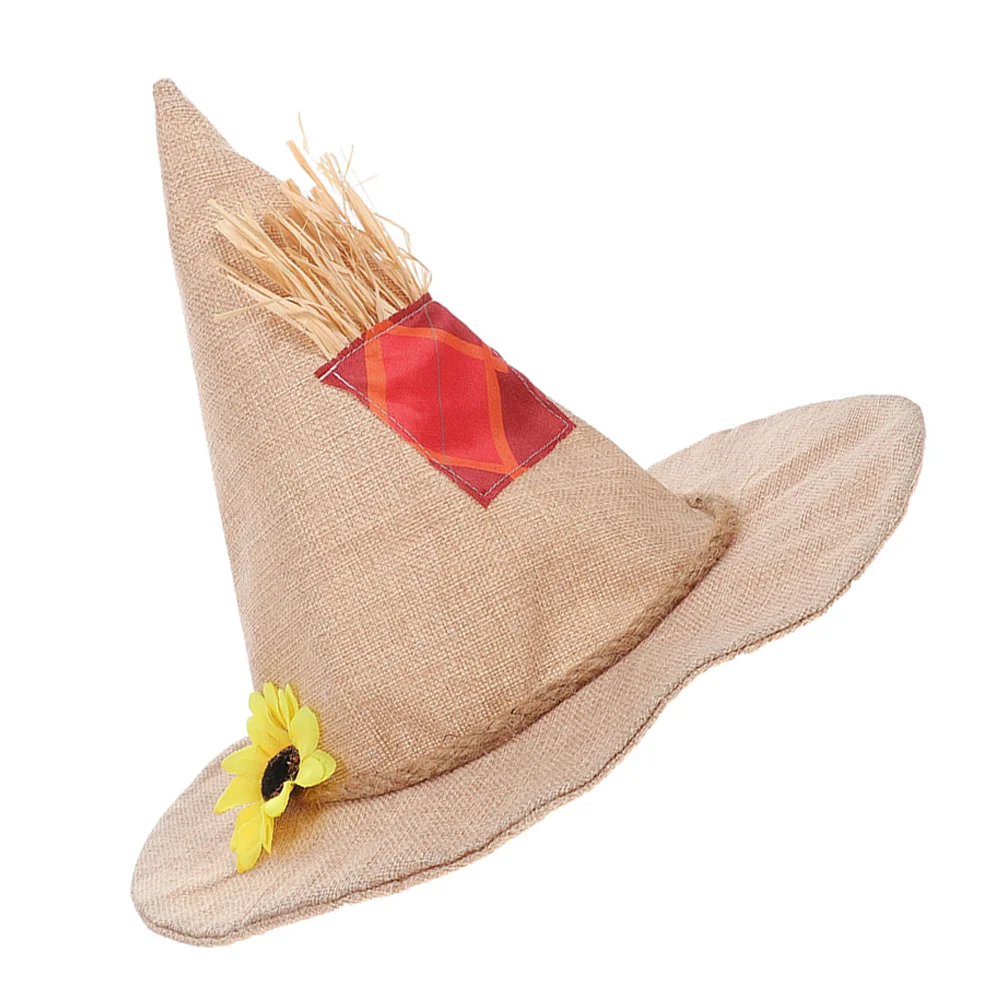

2pcs Sunflower Witch Hat Scarecrow Wizard Costume Accessories For Halloween Thanksgiving Party Cosplay Decor Adult Burlap