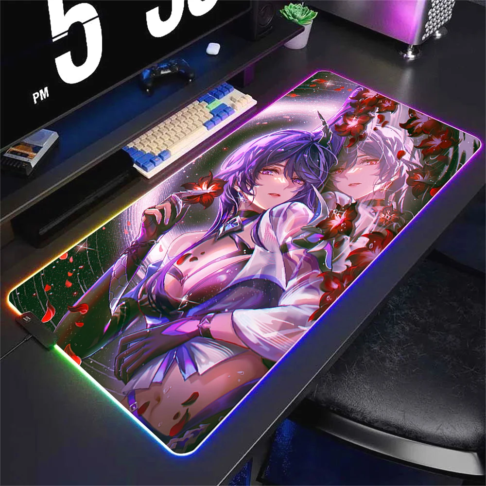 Honkai Star Rail Acheron RGB Mouse Pad Maximum size 50x100 Gaming Mousepad Gamer Large LED Rubber Cool Table Mats Laptop Desktop