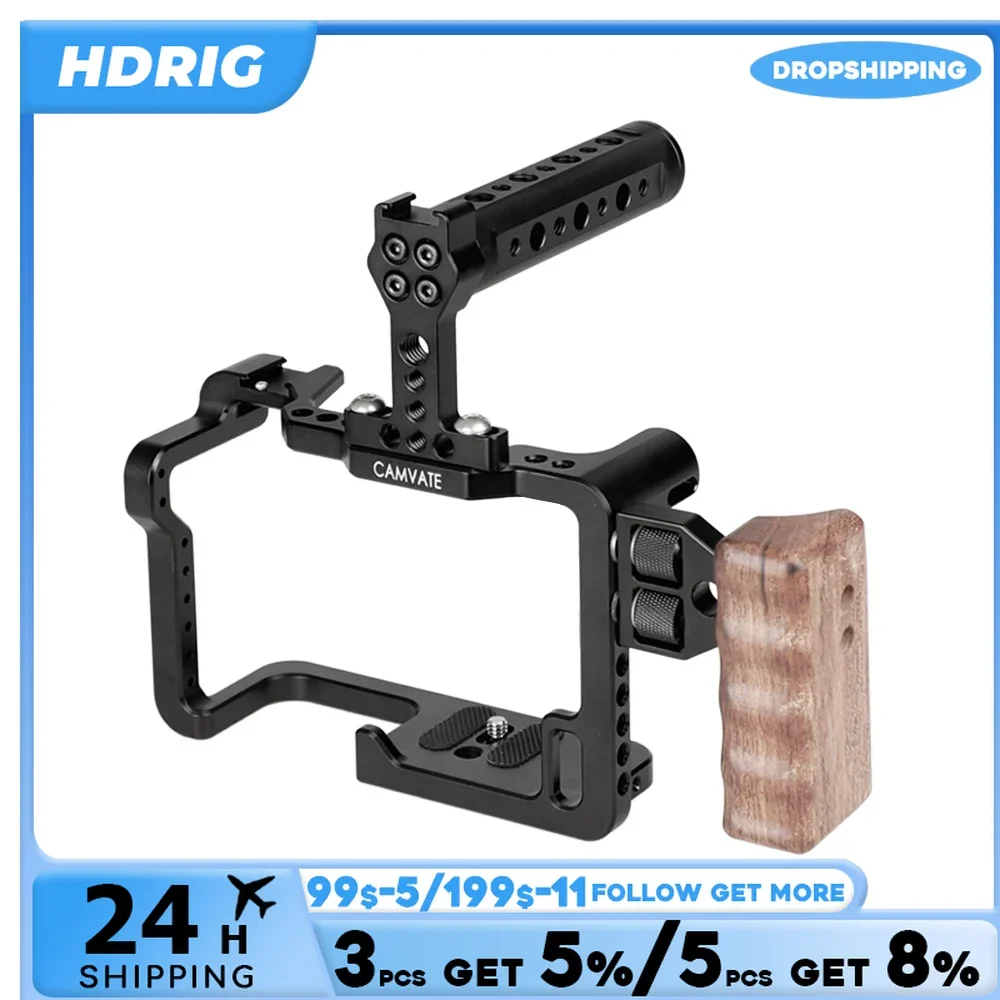 HDRIG  GH5 Full Cage Kit With Top Cheese Handle And Shoe Mounts For Panasonic GH5 Camera Cage  DLSR cameras