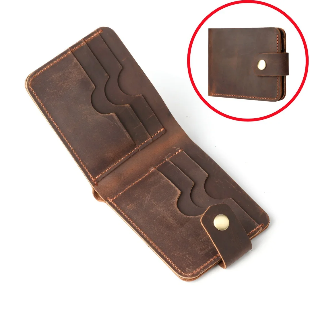 1095 Genuine Leather, Vegetable Tanned Leather, Large Capacity Wallet Button, Lightweight and Simple Driver's License Card Bag