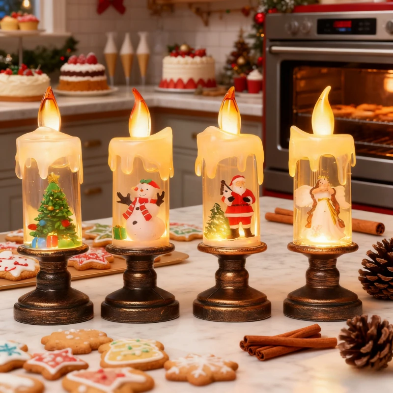 

European Vintage Christmas Night Light) Glowing Water-Filled Crystal Lamp, Perfect for Festive & Home Decor