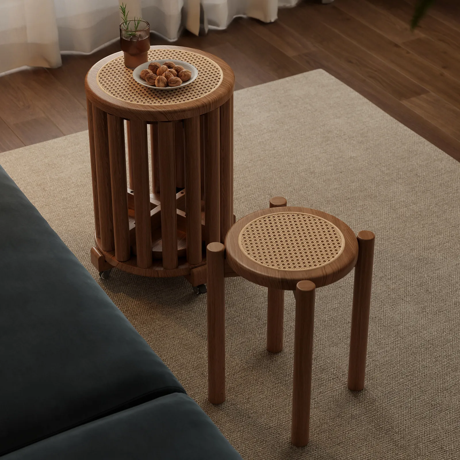 Stackable rattan stacking stool stacking music folding stool