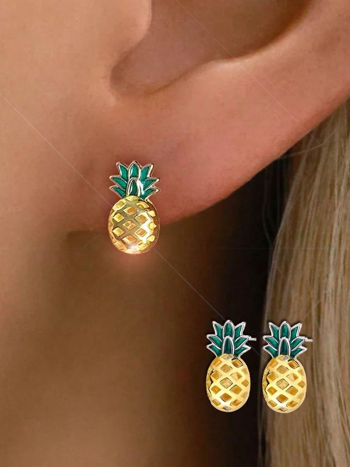 

S925 Симпатичные и уникальные маленькие серьги из стерлингового серебра с мини-цирконом в форме ананаса, подарок для вашего любовника, друга или Bestie на день рождения, подходят для повседневного ношения/путешествий/пляжных вечеринок, элитные украшения д