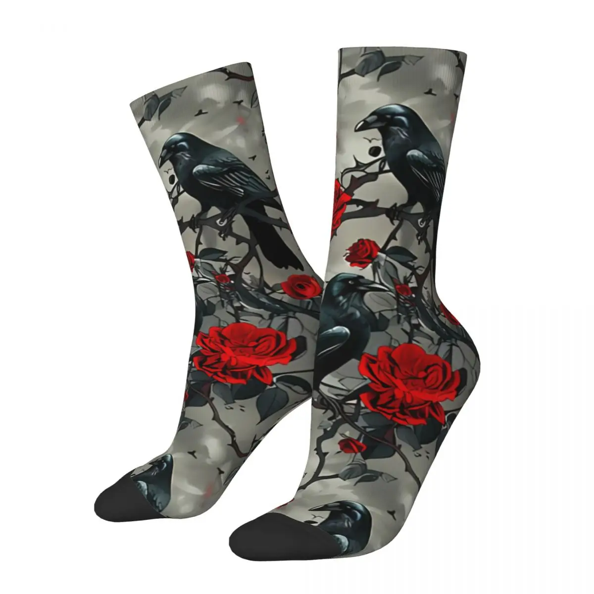 Crows And Roses Sock Printed Man Polyester