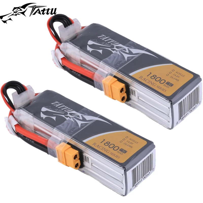 TATTU 14.8V 4S 1800mAh 75C LiPo Battery With XT60 Plug For RC Helicopter Quadcopter FPV Racing Drone Parts Drones Battery