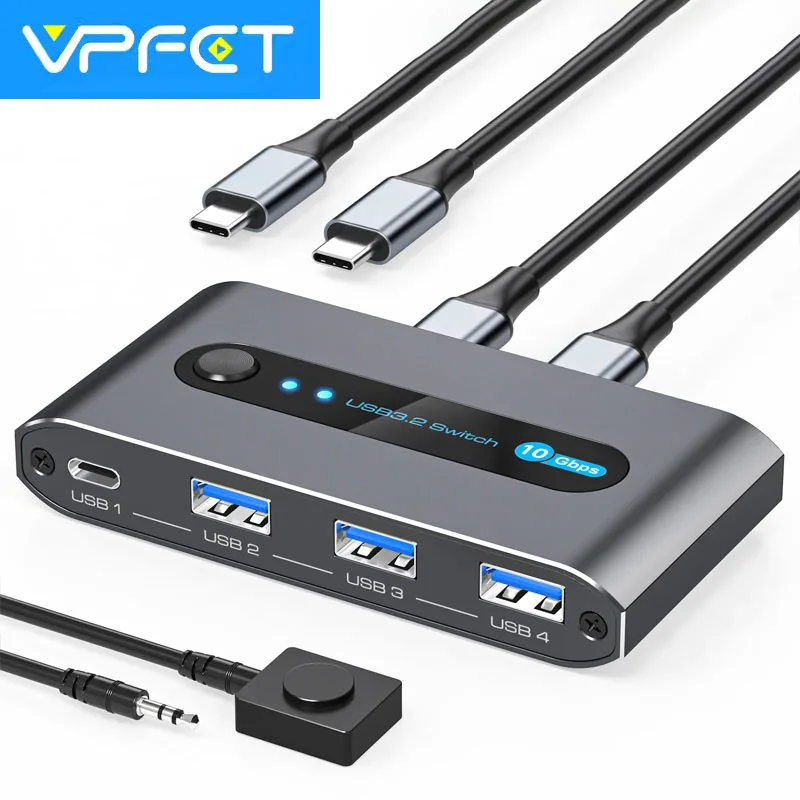 

USB3.2 Switch 2 in to 4 Out KVM Switch Computer Laptop Host Sharing USB3.2 Device Suitable for Keyboard and Mouse Printer