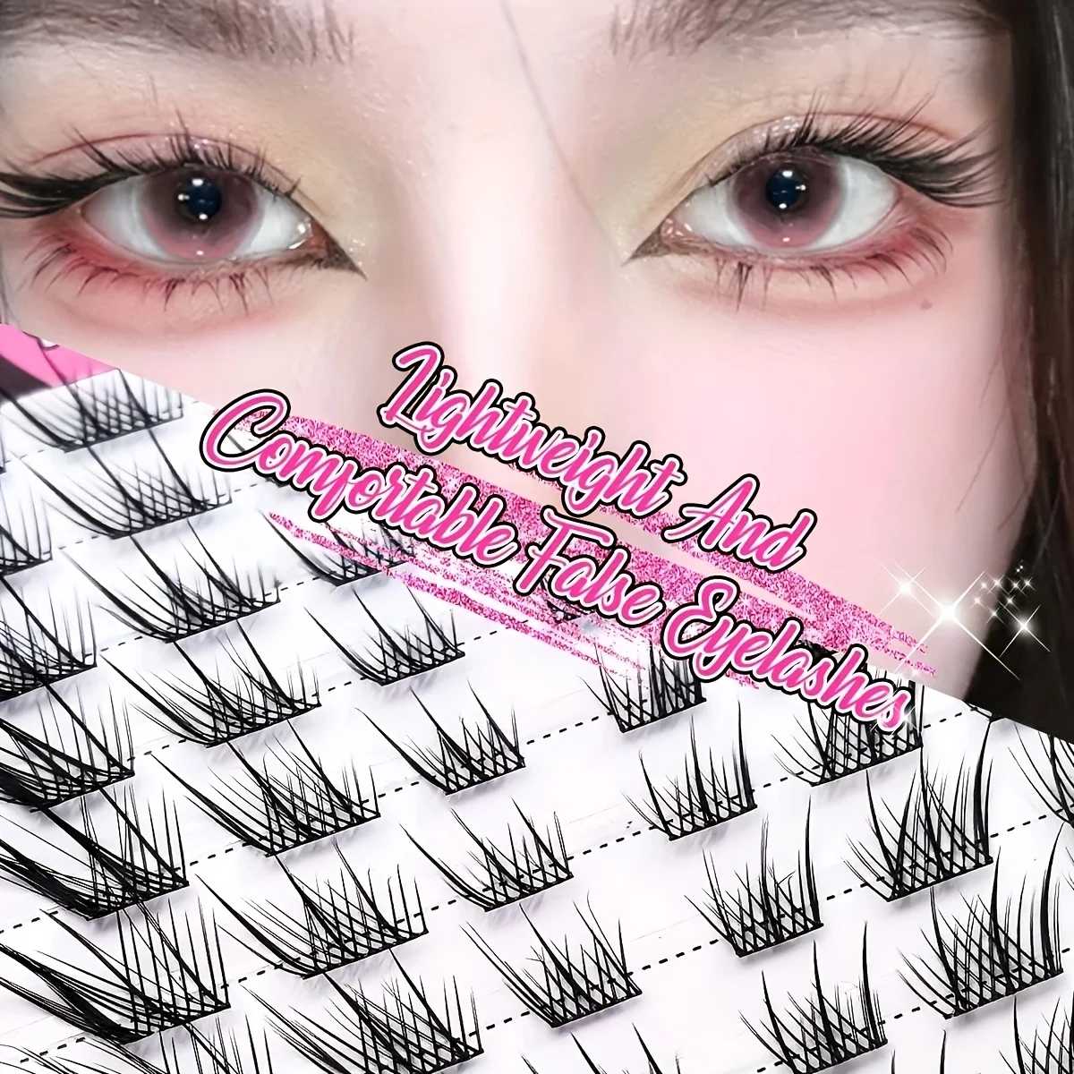 60 clusters of eyelashes, fake eyelashes, natural eyelashes, DIY eyelash extensions, Wispy 3D cat eye eyelash clusters, C curls