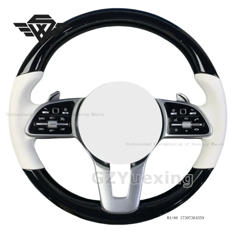 High Quality for Mercedes-Benz C-Class W205 W222 W221 W204 E200 E320 Piano Black Wood Leather Steering Wheel