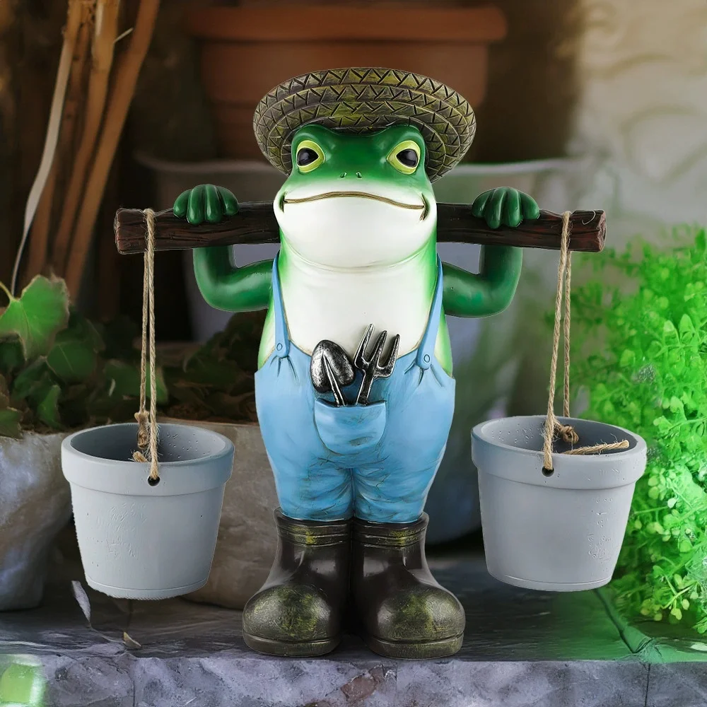 

New Creative Cute Resin Bucket Frog Flower Pot Large Ornament Outdoor Courtyard Garden Lawn Decoration Gift Desktop Ornament