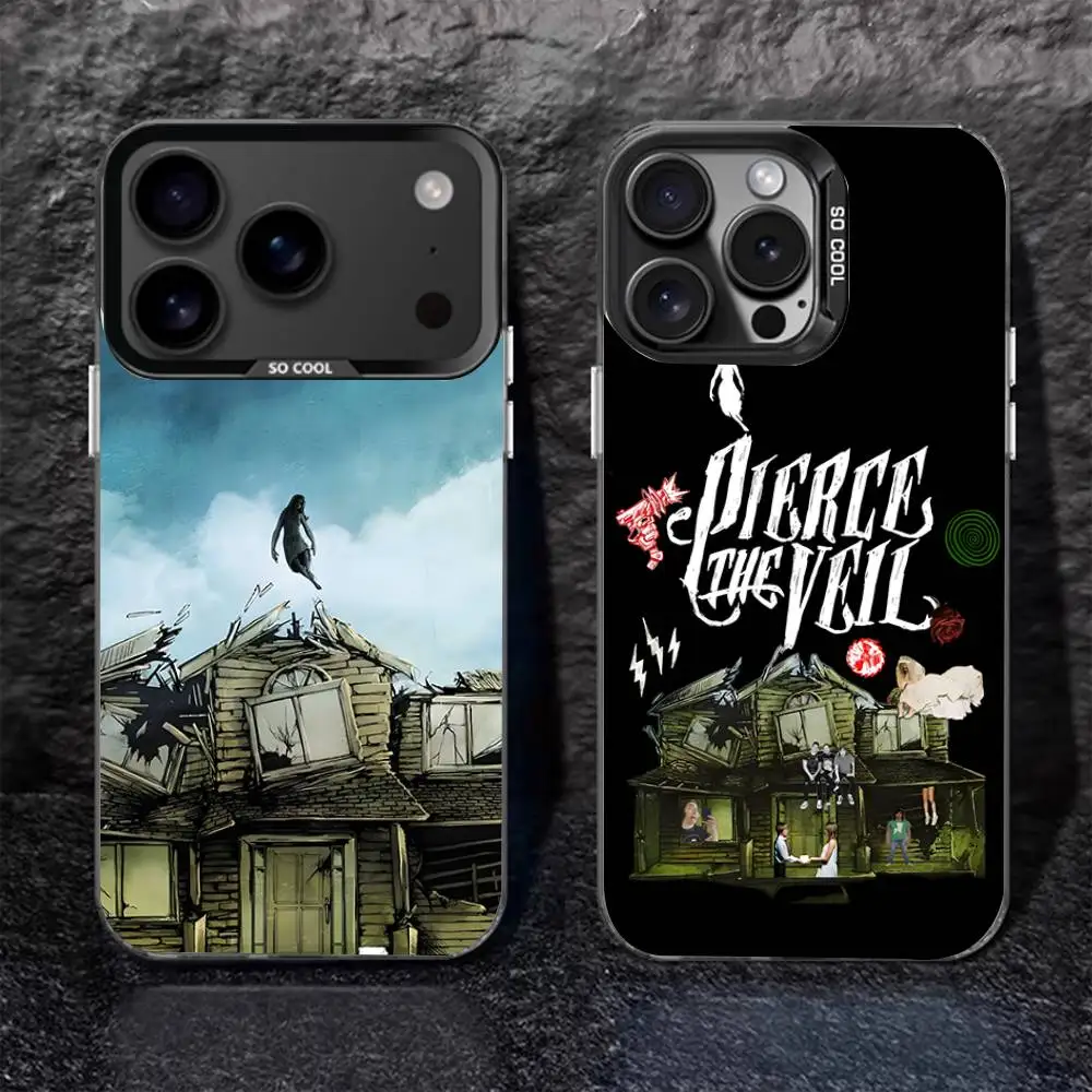 

P-Pierce The Veil Band Black Matte Shockproof CoverPhone Case For iPhone 17,16,15,14,13,12,11,Pro,Max,Plus