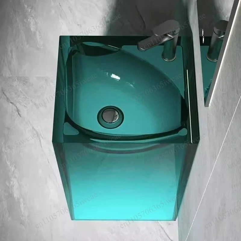 Floor standing washbasin, Italian bathroom accessories, luxury seat basin, transparent colored resin bathroom sink, household