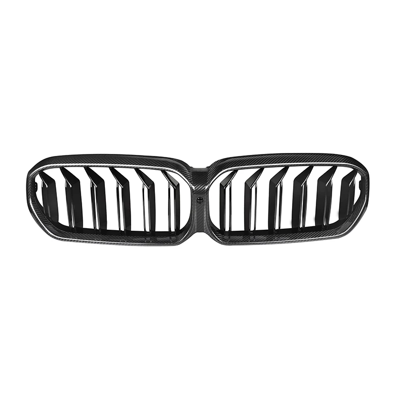 Dry Carbon Fiber Double line grille For BMW 5 Series G30 LCI Sline 2021+ Front Center Grill car Front Bumper grills