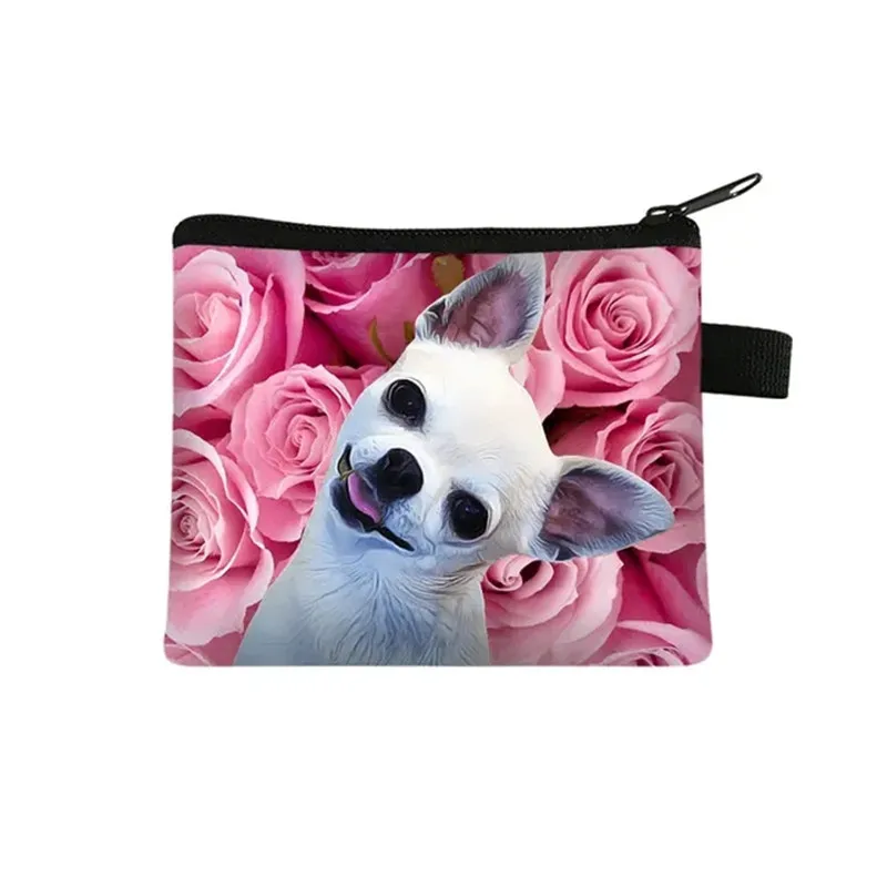 Kawaii Dog Chihuahua Mom Coin Purse Girls Mini Wallet Womens Purses and Handbags Keychain Zipper Pouch Money Bags Women Wallets
