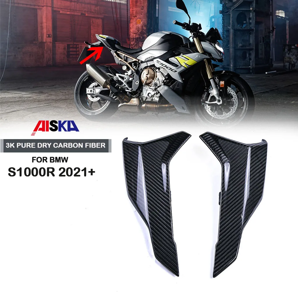 3K Pure Dry Carbon Fiber Rear Tail Seat Side Panels Fairing Plates For BMW S1000R 2021 2022 2023 2024 Motorcycle Spoiler