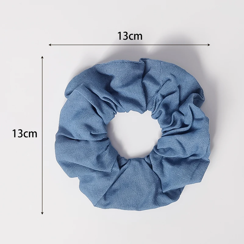 New Solid Color Denim Large Scrunchie Hair Band Simple Retro Pleated Fabric Hair Tie Fashionable Girls' Ponytail Hair Rope