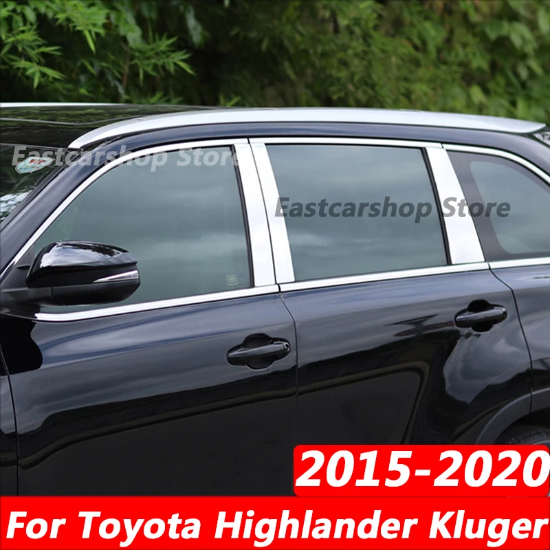 

For Toyota Highlander Kluger XU50 2020 2019 Auto Exterior Stainless Steel Car Door Window Column BC Pillar Post Cover 2015-2018