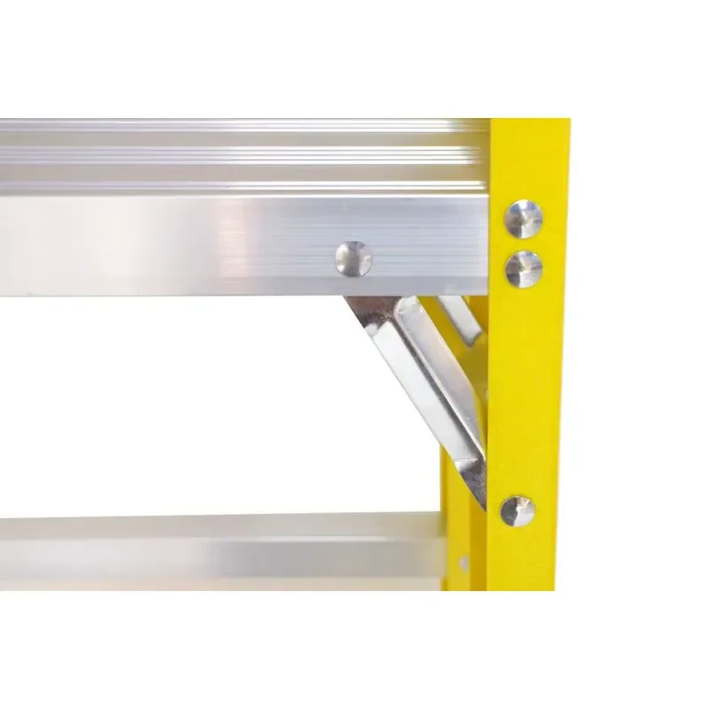 Red Color Portable Fiberglass Folding Platform Ladder with Tool Tray Full Insulation Telescopic Feature Durable FRP Material