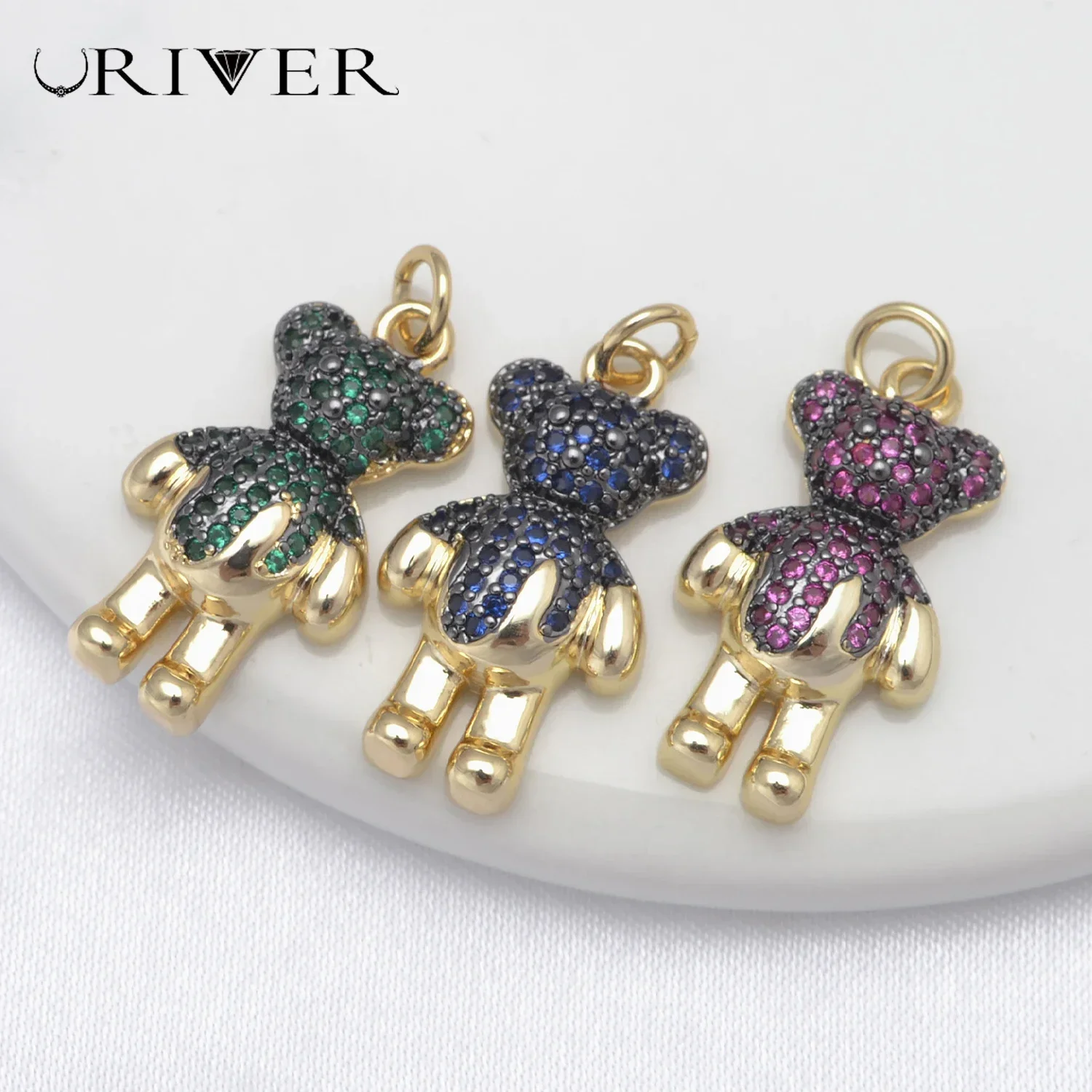 2Pieces Bear Charms for Jewelry Making DIY Necklace Pendant Charms Earrings Keychain Accessories Parts Wholesale The New Style