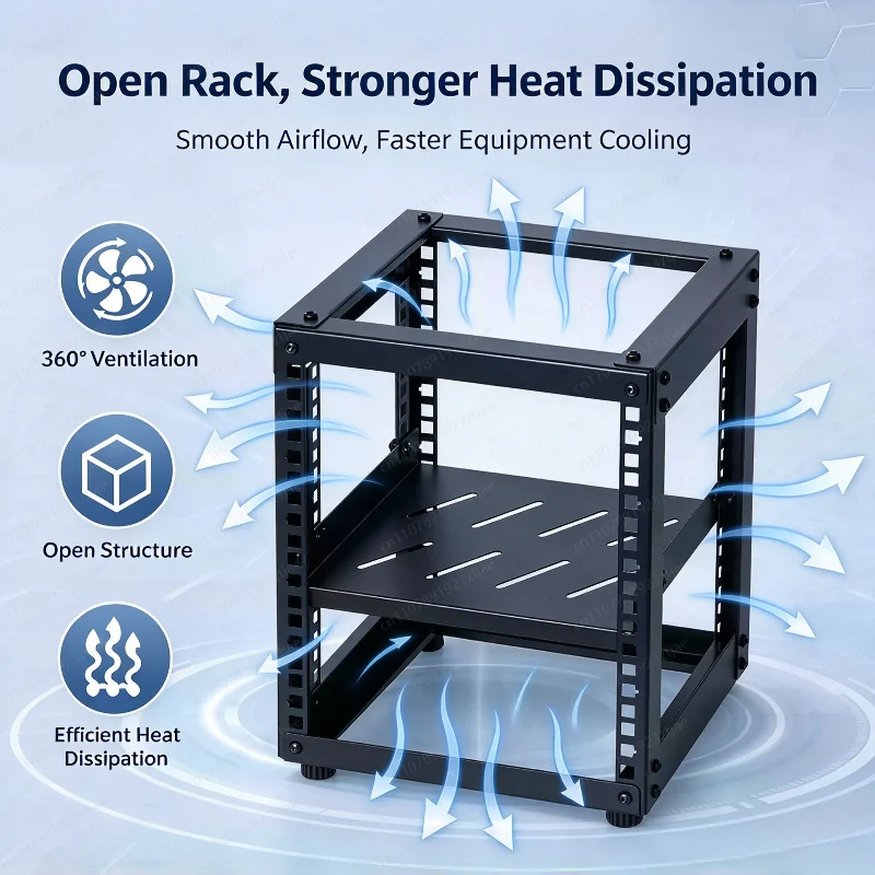 10 Inch Open Frame Desktop Cabinet, NAS & Router Storage Rack for Network Switch & Homelab