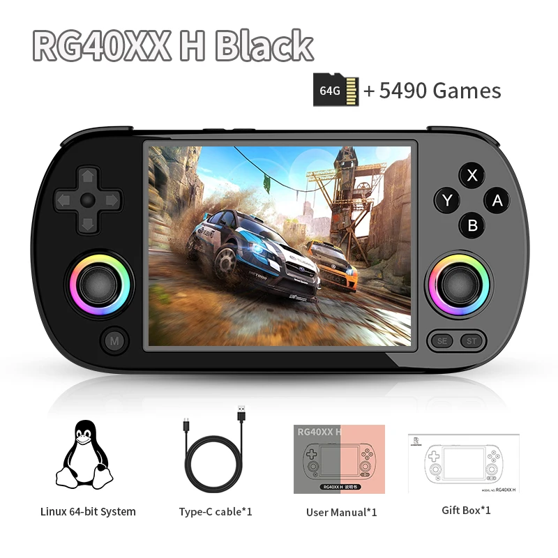 ANBERNIC RG40XX H Handheld-Spielekonsole Linux 64-Bit-System 4,0 Zoll IPS 3200 mAh Retro-Video-Gaming-Konsole 64 G 5000+ Spiele Geschenk