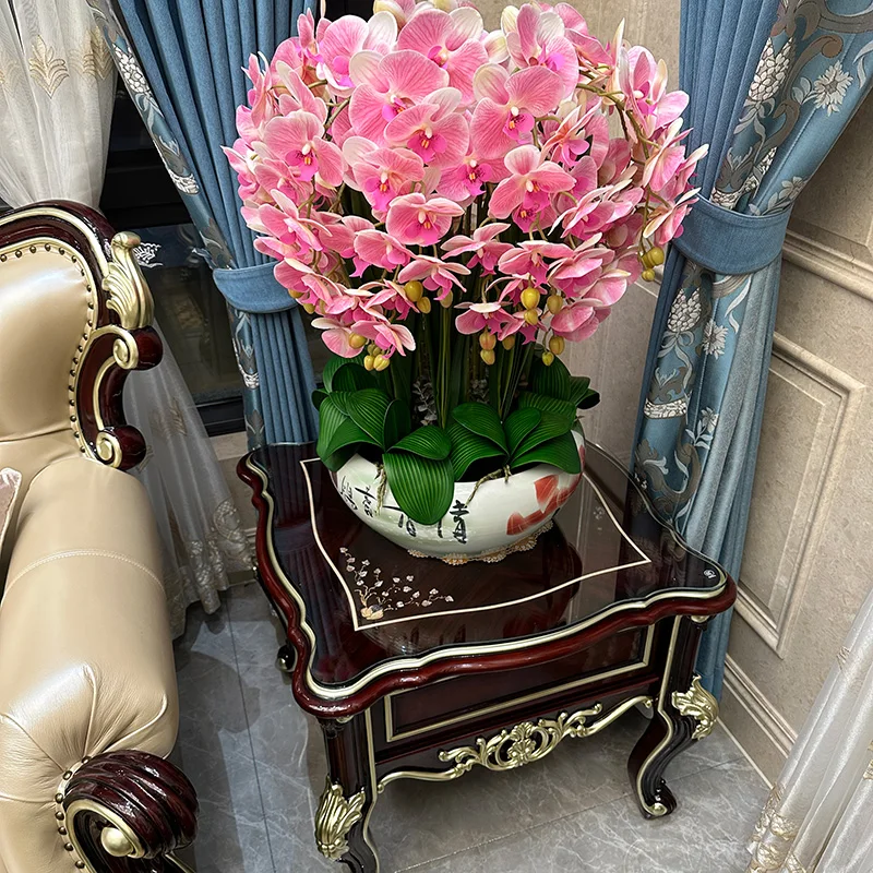 

European style solid wood corner table, villa, luxury carved small square table, telephone table, living room furniture