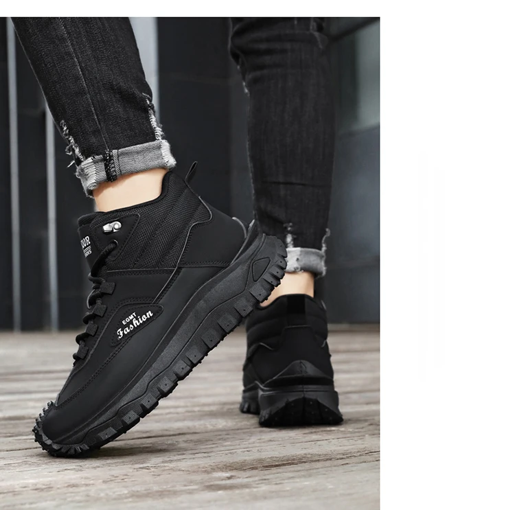 Herren-Outdoor-Wanderschuhe mit Farbblockdesign, bequemem Futter, flexibler, rutschfester, gezahnter Außensohle, hervorragendem Halt, geeignet für Outdoor-Wanderungen, Freizeitaktivitäten, Bergsteigen und Camping. – Detail 19