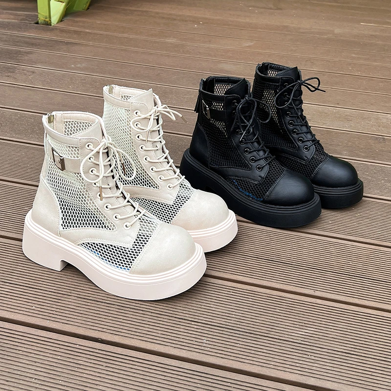 

Spring New Roman High Top Net Boots Summer Thin Breathable Korean Version Versatile Casual Skinny Boots
