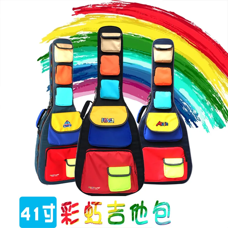 Stylish Rainbow Guitar Bag 40/41 Inch Thickening Waterproof Instrument Case Classical Folk Guitar Cover