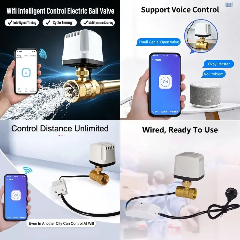 China Factory Supply Brass Motorized Ball Valve Custom Wire Connection Voltage Thread HVAC Electric Valve