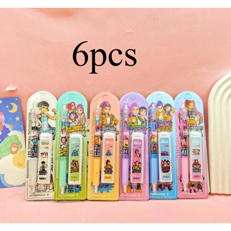 

1/6/24PCS Kpop Demon Hunters 0.5mm Automatic Pencil Set Smooth Writing Stationery for Elementary School Students Anime Cosplay