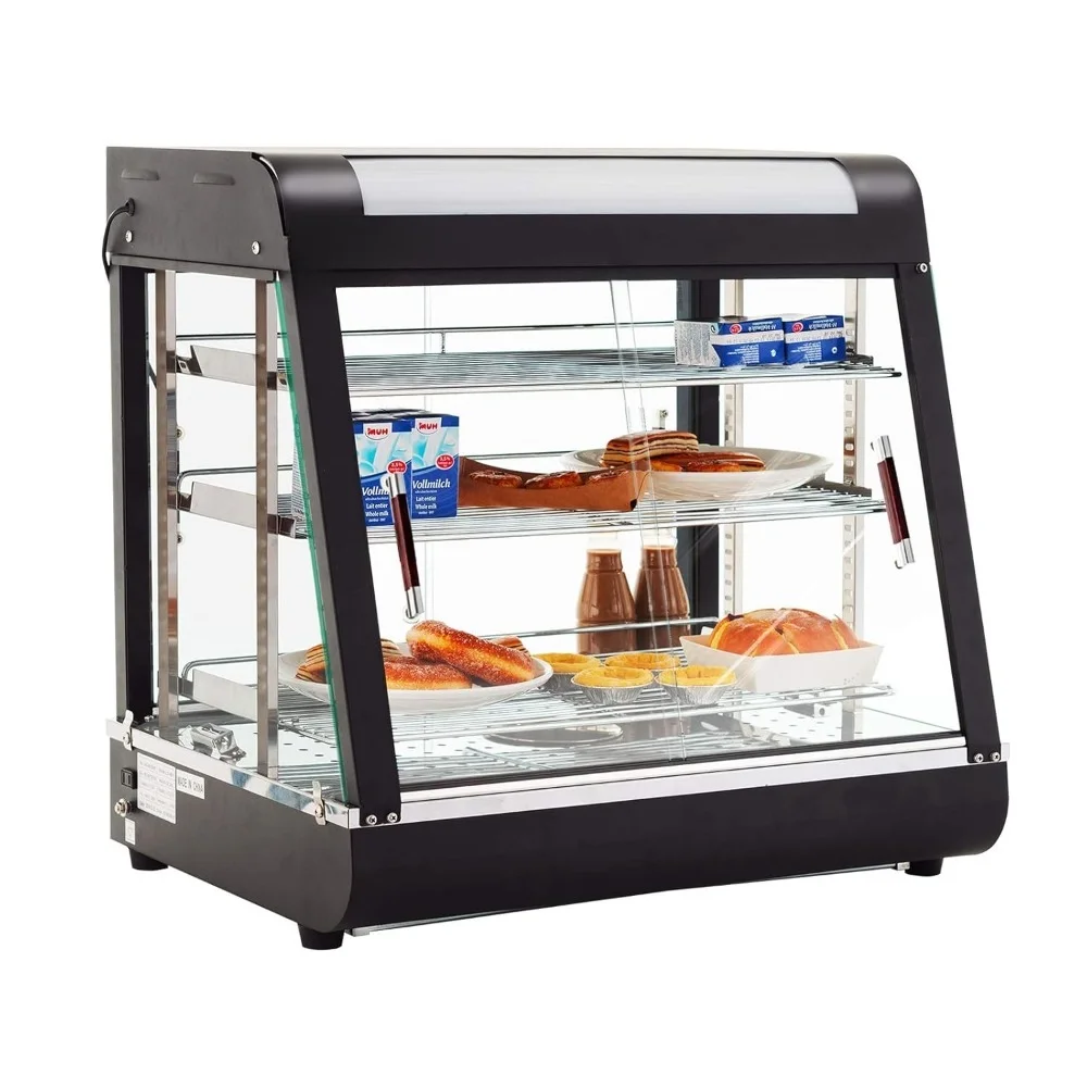 Voedselwarmer Vitrines W/ 3 Planken, 27Inch Countertop Commerciële, 25-1/2X27X19 Inch, Koelkast Vitrine