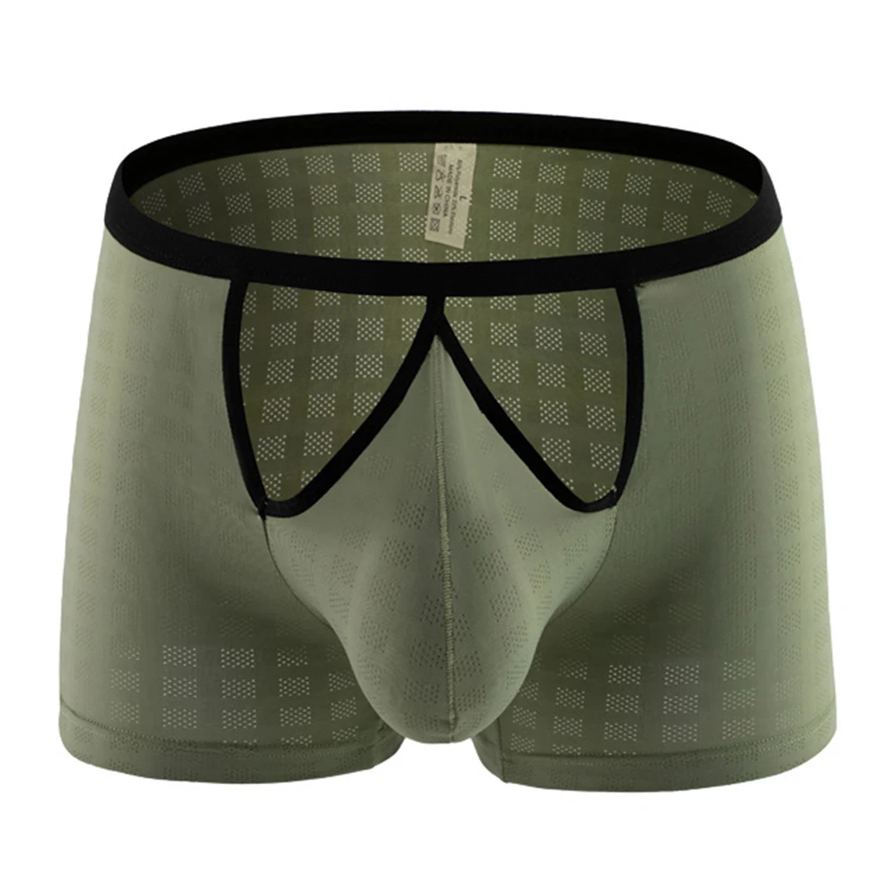 Мужские трусы-боксеры из ледяного шелка, нижнее белье, дышащее сексуальное полое тонкое нижнее белье, хит продаж