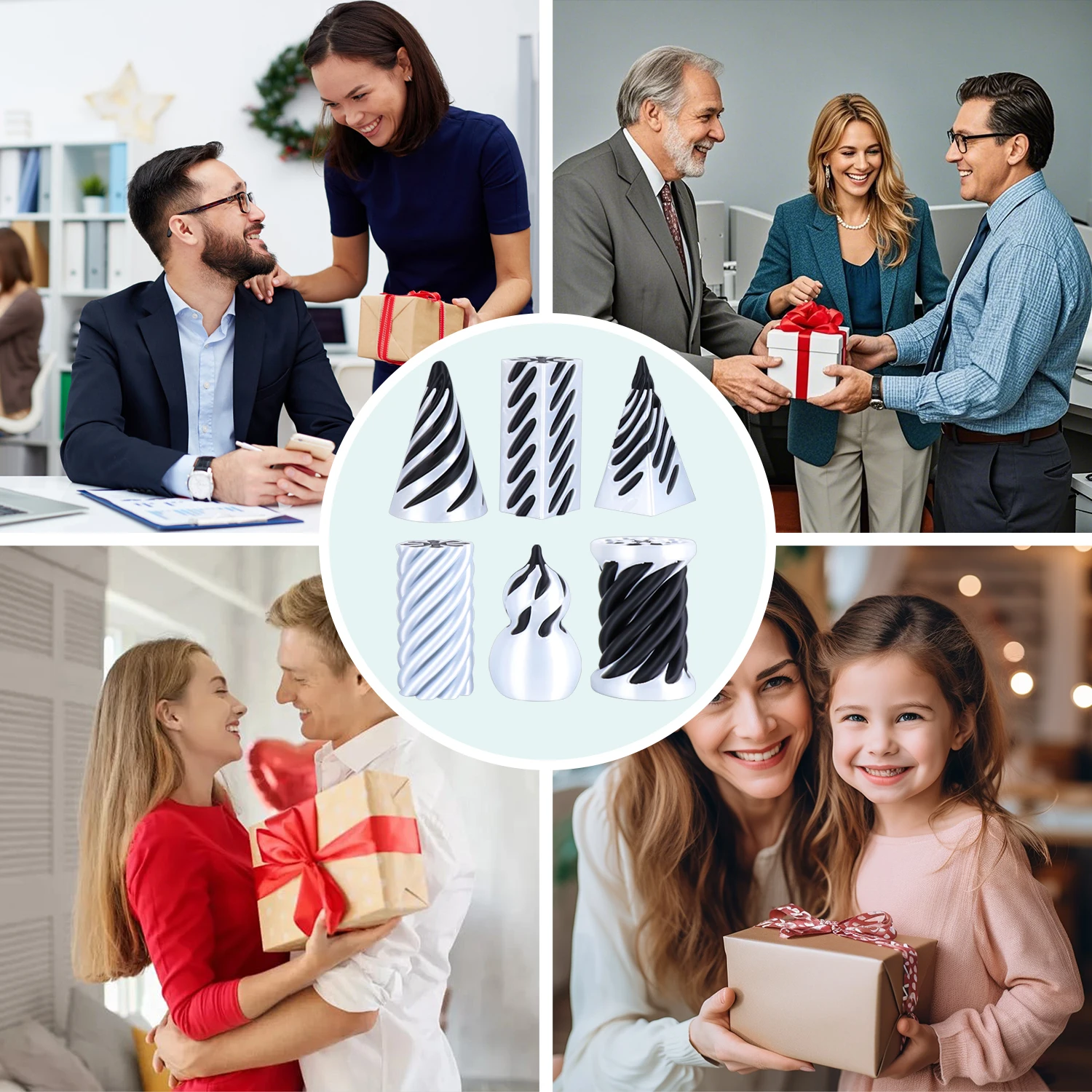 Jouet conique en spirale imprimé en 3D, Mini passe Impossible à travers le pilier carré, Fidget Helix Vortex Illusion, Gadget de bureau anti-Stress