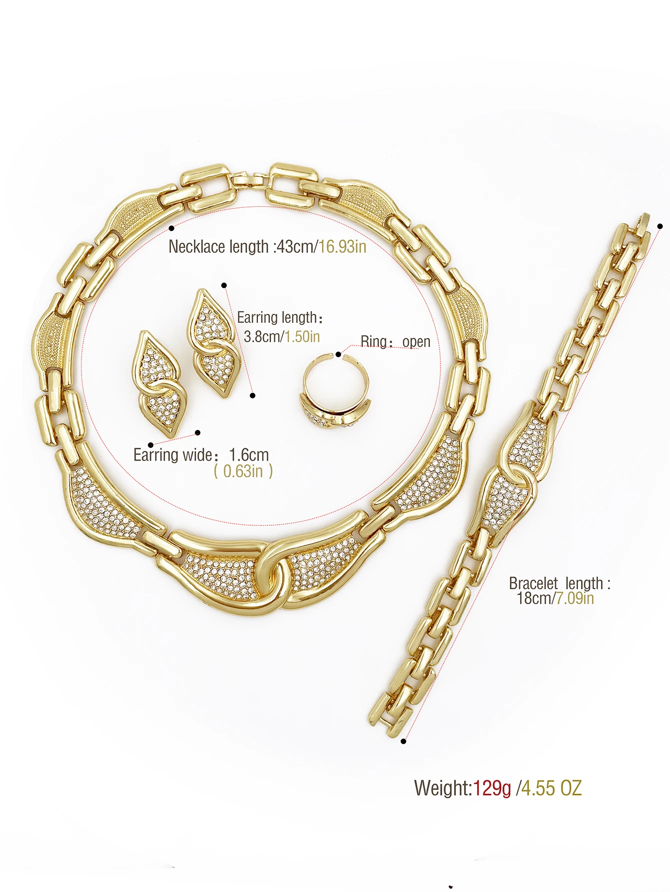 Classic Design Jewelry Gold Plated Necklace Set Earrings Bracelet And Ring Full Jewelry Set High Quality Nigeria Trending