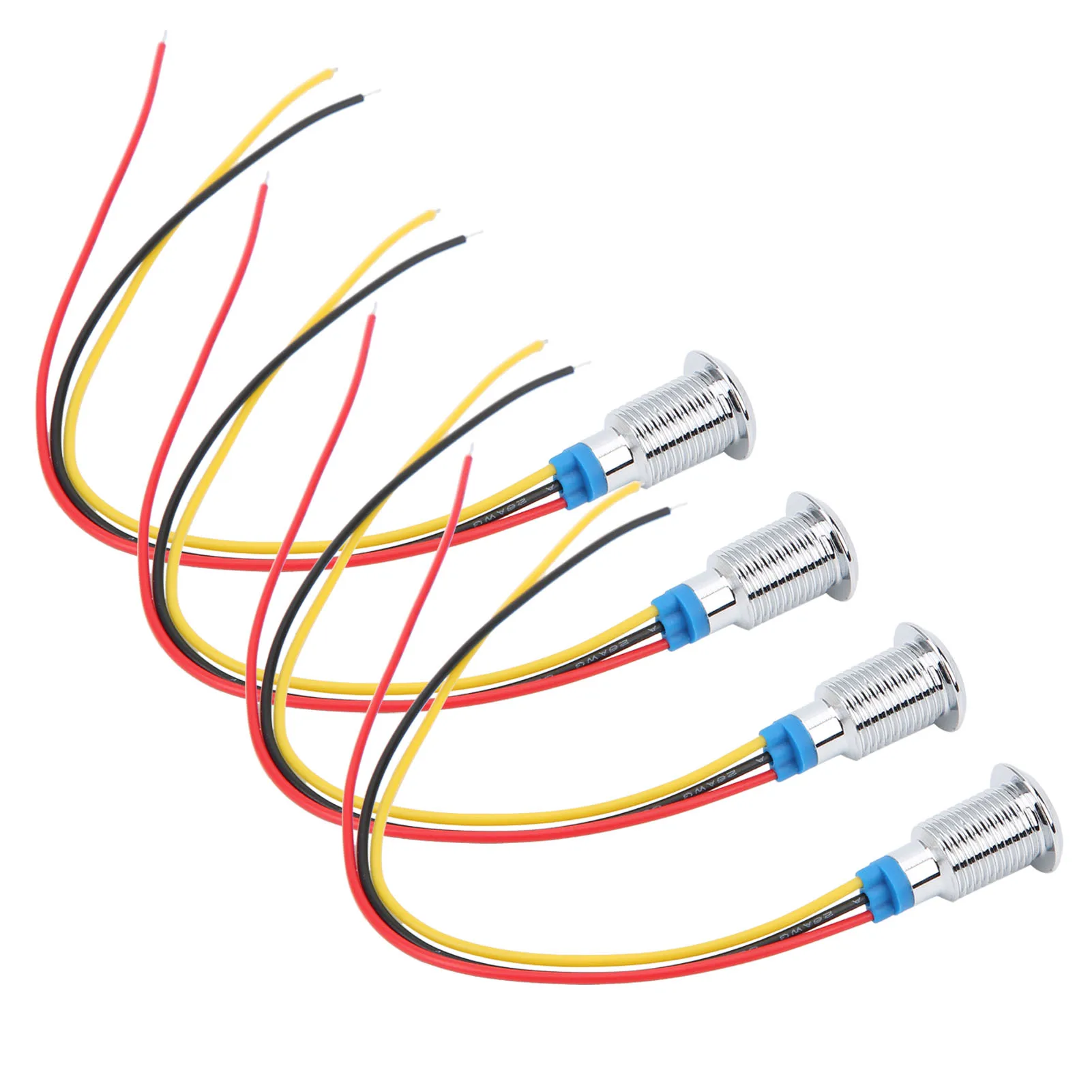 4 Sets LED Indicator Pre‑Wired Round LEDs Waterproof Dustproof 2-Color Common Cathode Indicator Light 10mm 110-220V