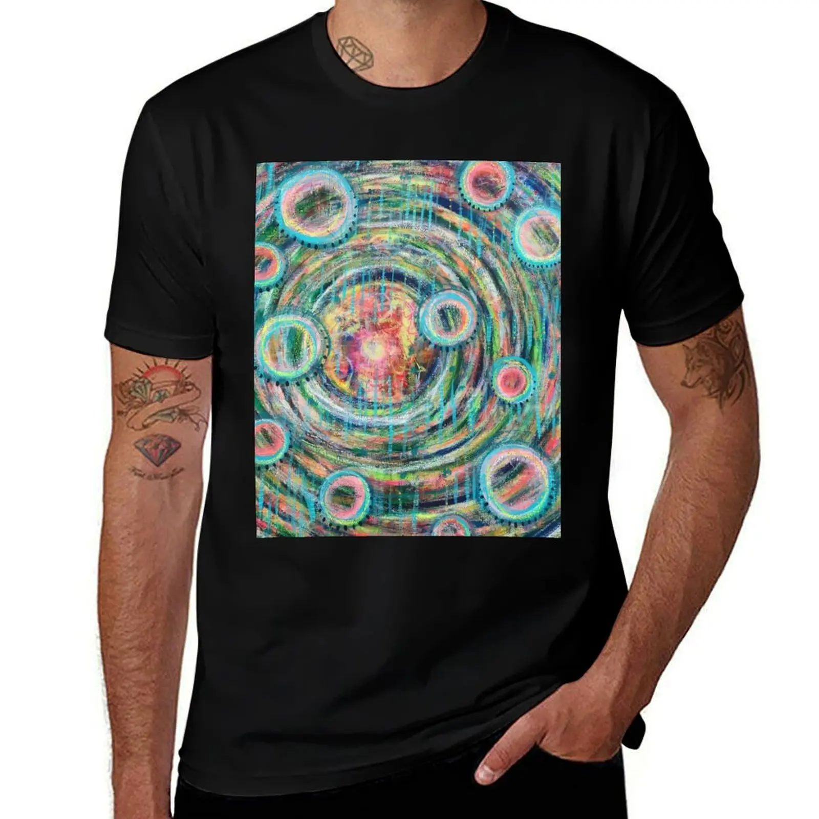

SOURCE ORBS: an original activated painting T-Shirt Comfortable Basic Crew Neck Tee