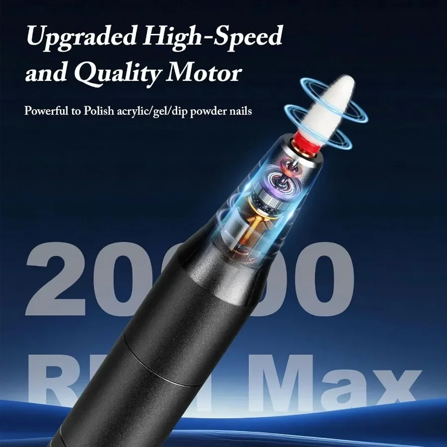 Ultra quiet and low vibration electric nail drill with portable design for crystal gel nails ideal manicure and pedicure polish