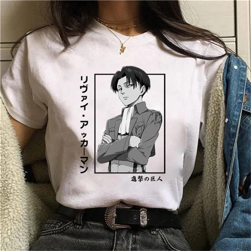 New Levi Ackerman T Shirt Fashion Anime Harajuku Tees Casual Round Neck Loose T Shirt