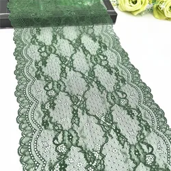 3y/lot Width 21cm Dark Green Elastic StretchLace Trim For Lingerie Sewing Craft DIY Apparel Fabric Lace Wedding Sleeve Dress