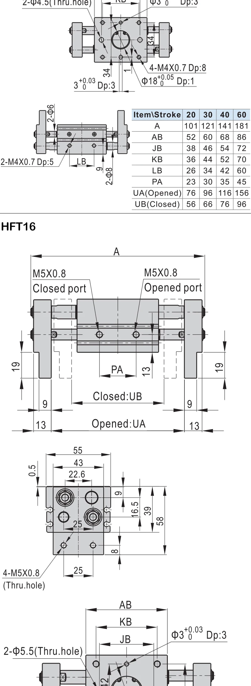 HFT-Serie Pneumatischer Zylinder mit großem Durchmesser, offener Fingerzylinder HFT10/16/20/25/32x20/30/40/60/80/150-S – Detail 10