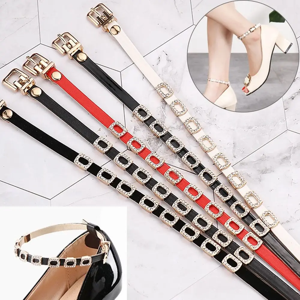 1 زوج النساء إكسسوارات الأحذية الديكور المضادة للانزلاق حزام عقد الكعوب فضفاضة الفرقة بولي Leather أحزمة الأحذية الجلدية رباط الحذاء